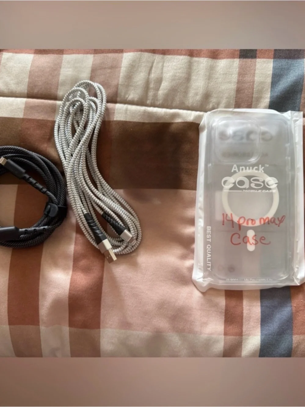 iPhone Case with Black and Silver Charging Cables